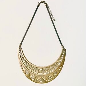 Vintage Brass Tribal Bib Statement Necklace